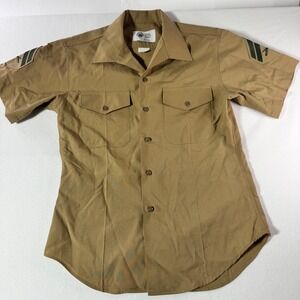 Defense Logistics Agency Military Khaki Shirt 16 Short Sleeve Wool Blend Uniform